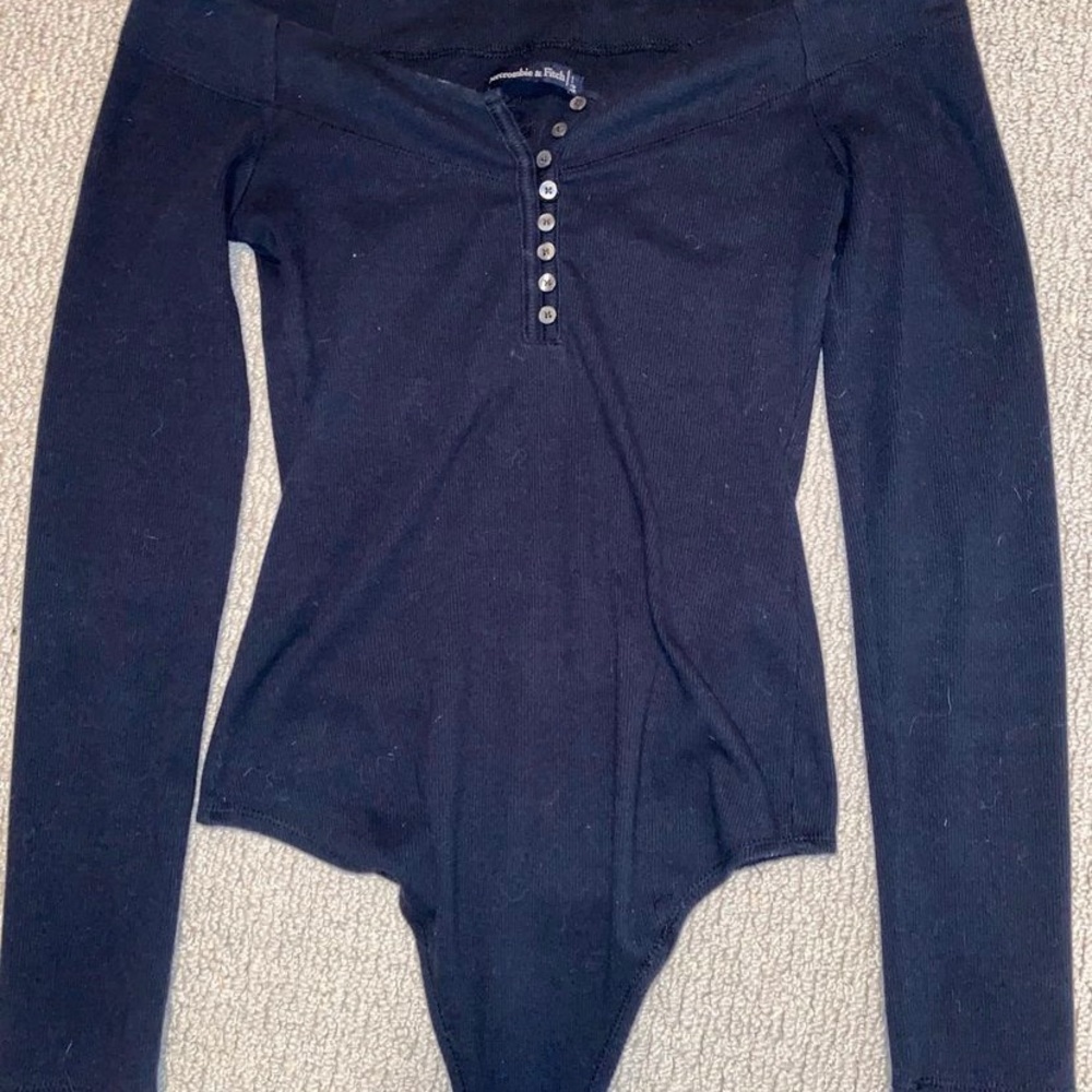 Navy button up body suit